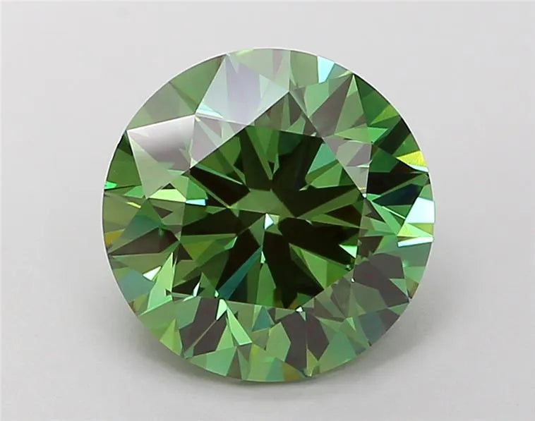 3.01ct Round Lab Grown Diamond (Colour Fancy Vivid Green, Clarity VS1, Cut ID, IGI Certified)