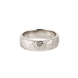 White Gold Hammered Band - 9ct