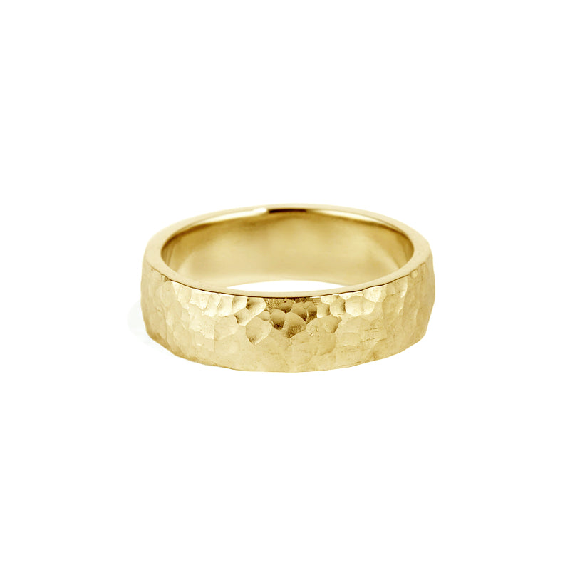 Yellow Gold Hammered Band - 9ct