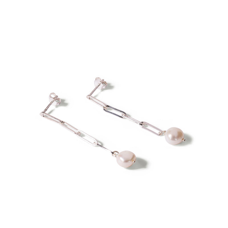 Paperclip Pearl Earring