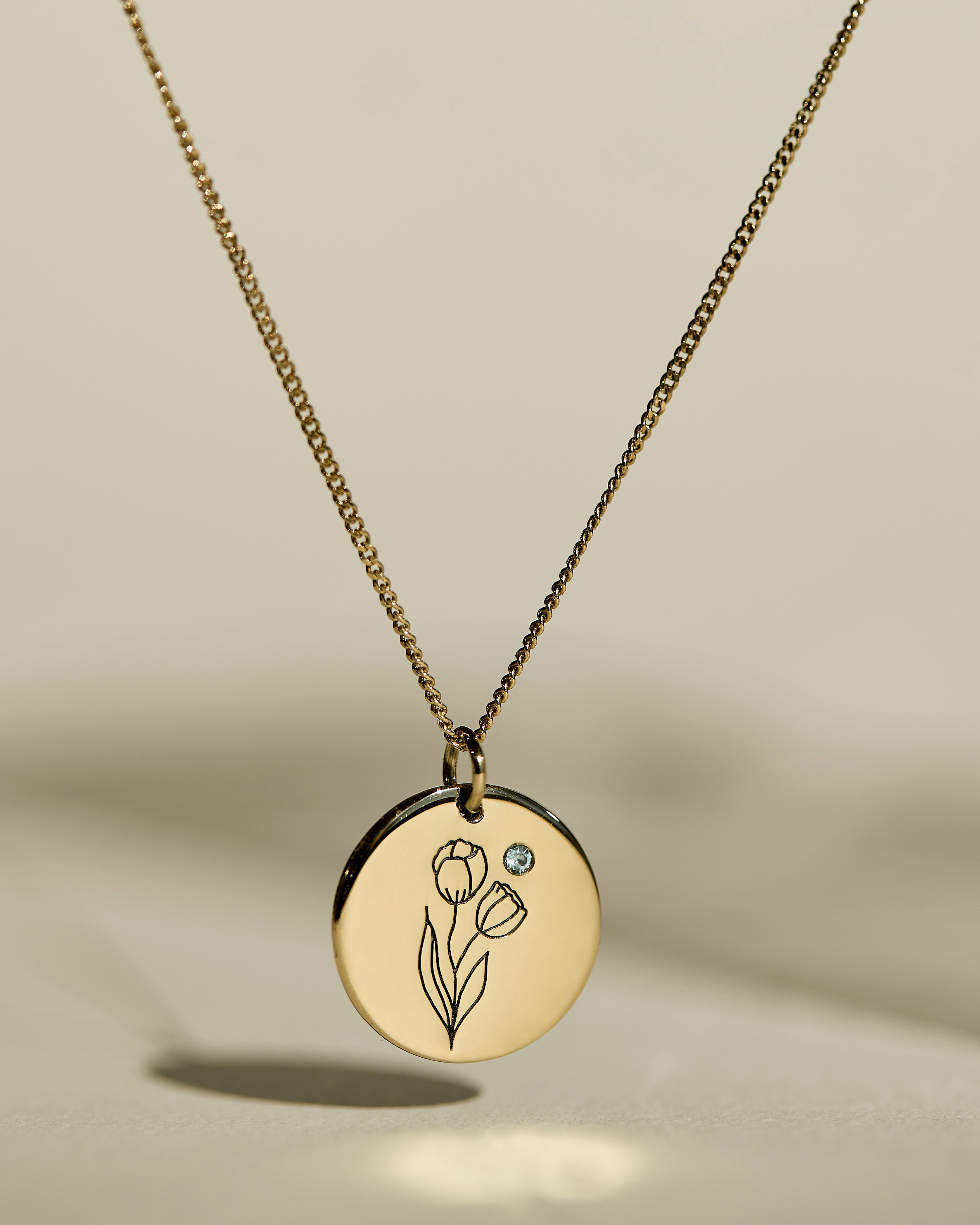 Birth Flower & Birth Stone combination necklace