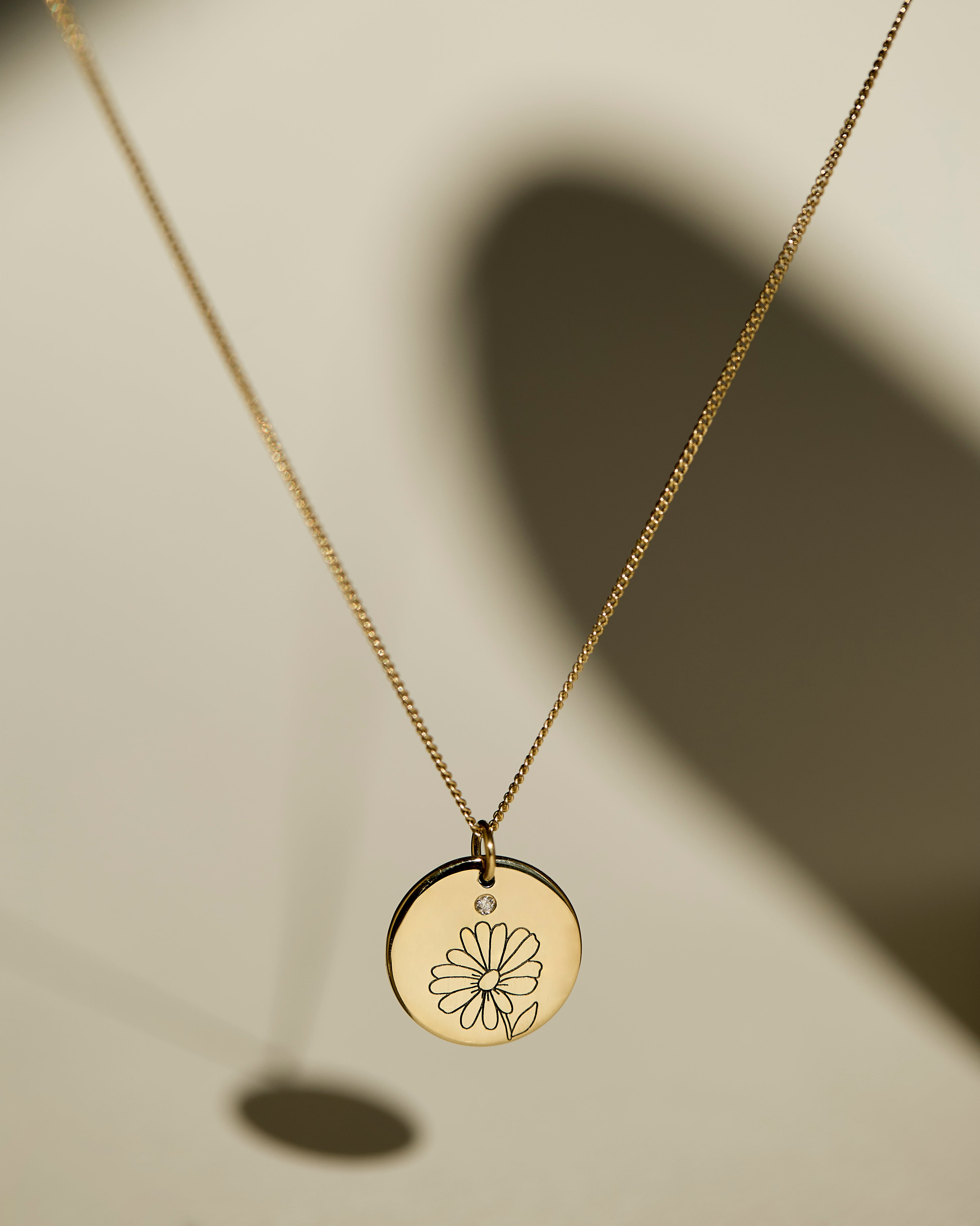 Birth Flower & Birth Stone combination necklace