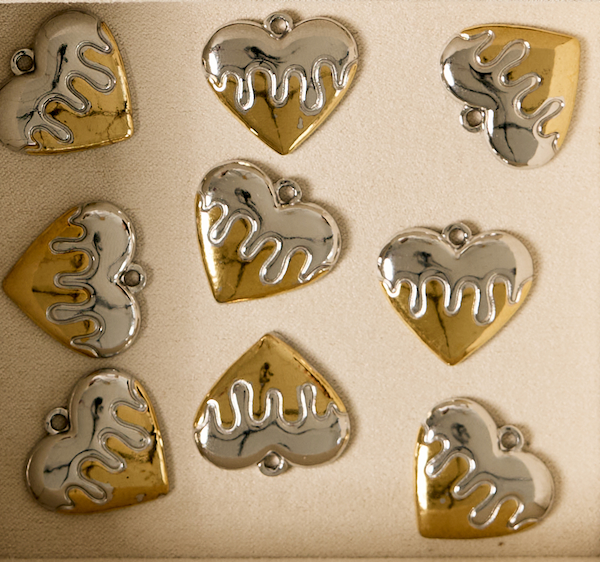 Gold & Silver Drip heart