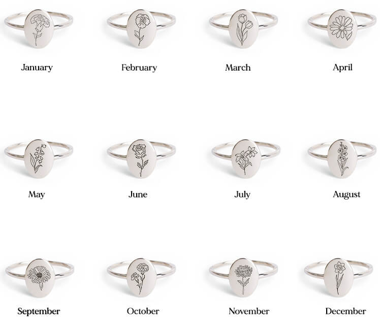 Silver Birth Flower Ring