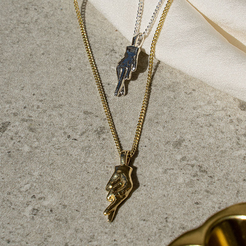 Gold Fingers Crossed Necklace