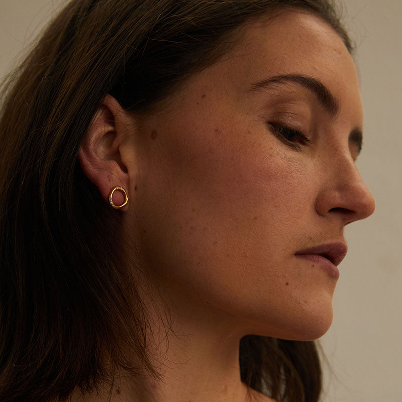 Gold Pavé Wobble Studs