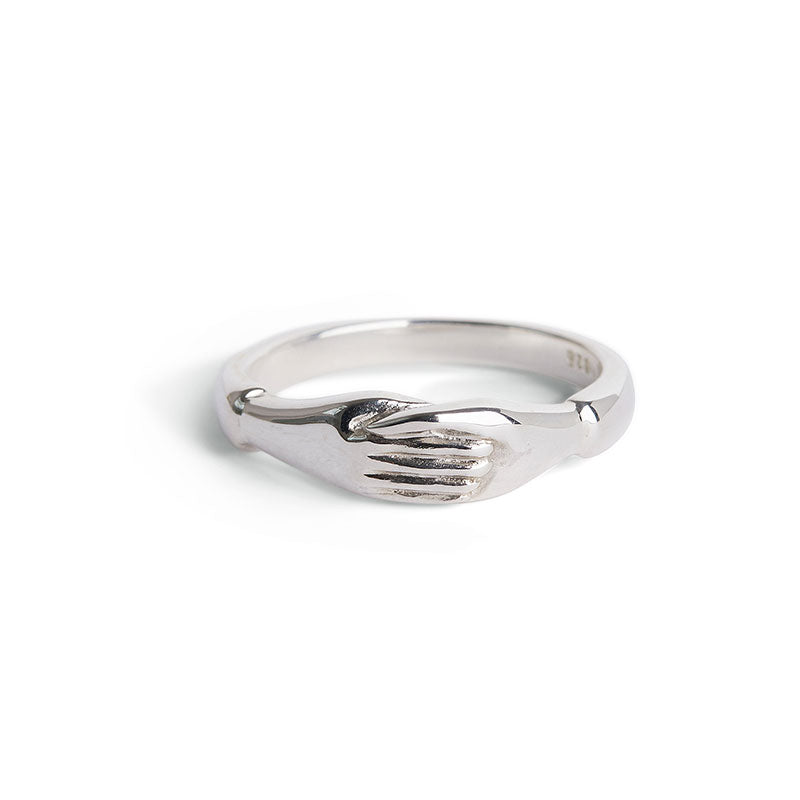 Silver Holding Hands Ring