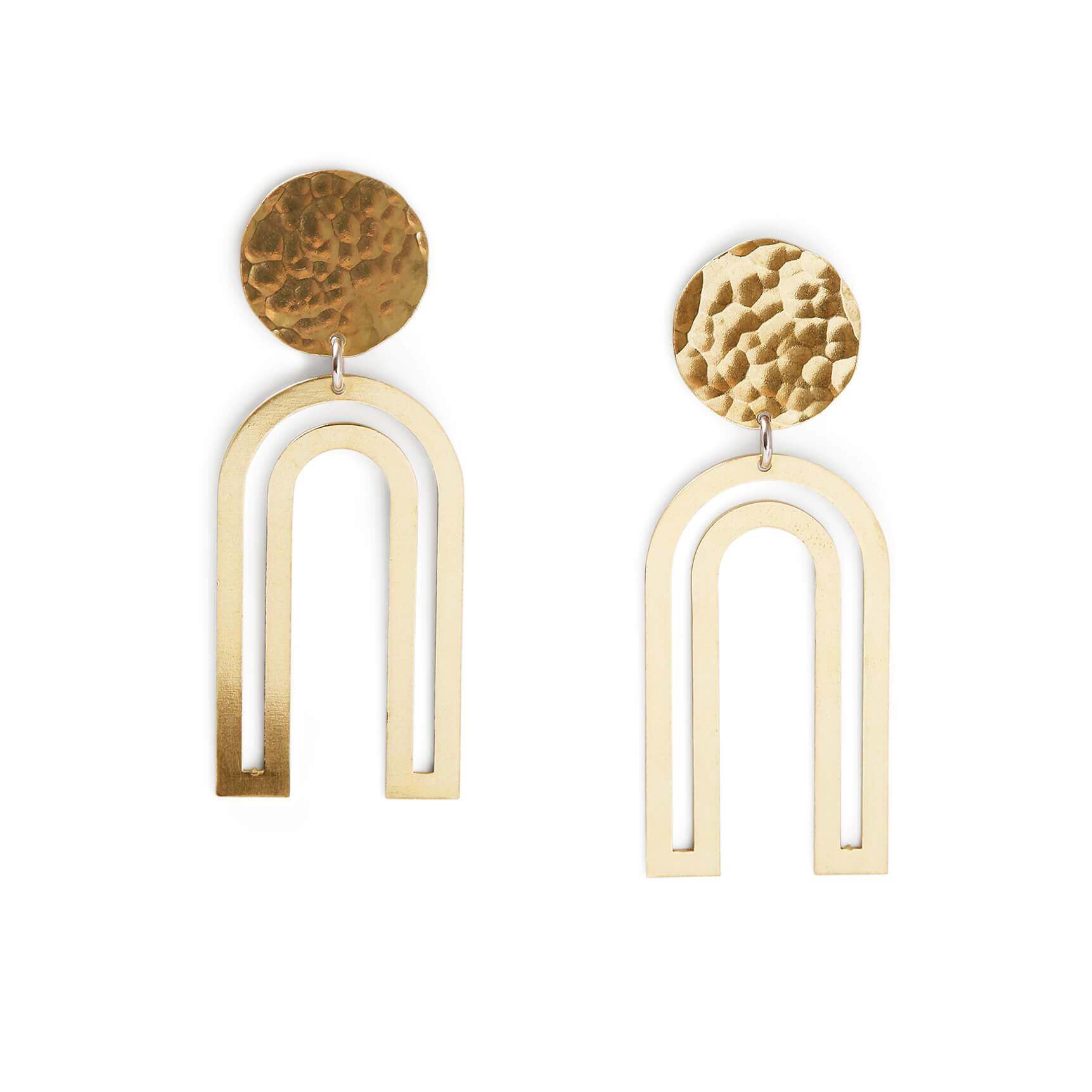 Large Brass Rainbow Earrings