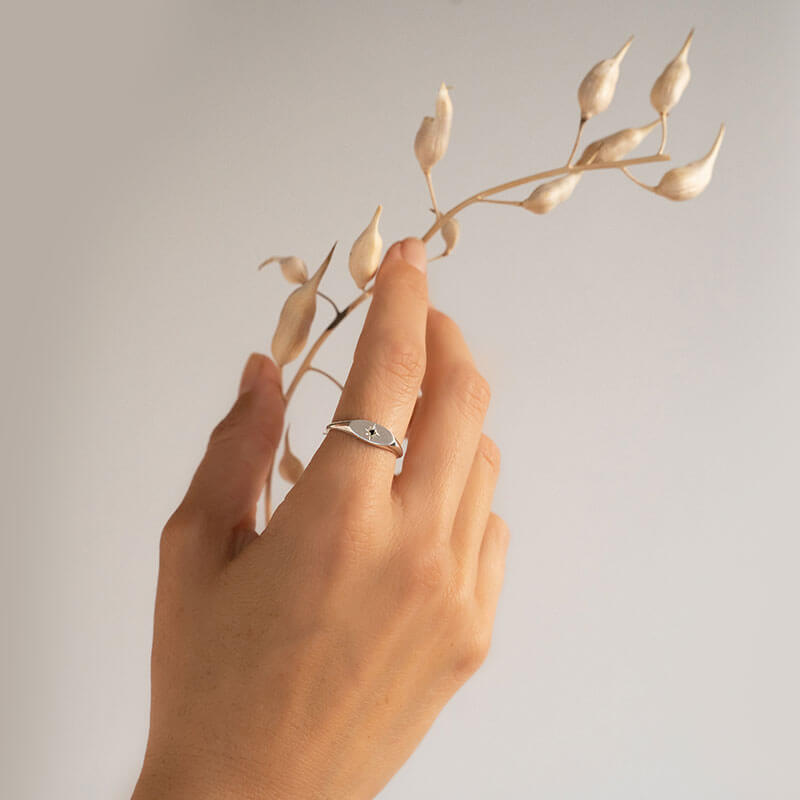 Silver Star Signet Ring