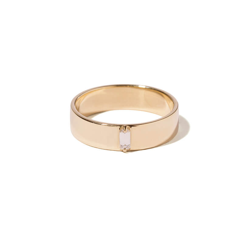 Gold Baguette Broad Ring