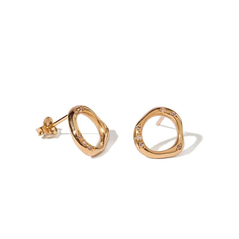 Gold Pavé Wobble Studs