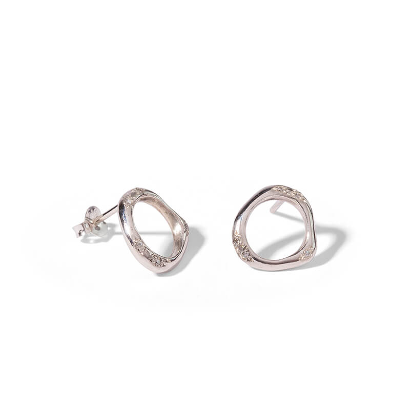 Silver Pavé Wobble Studs