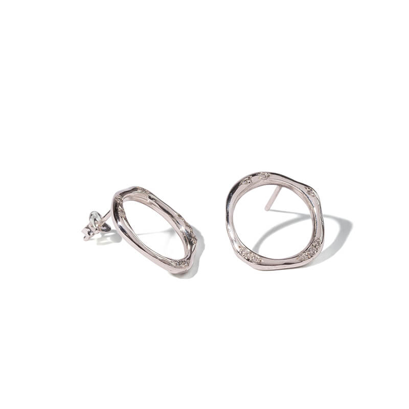Silver Pavé Wobble Studs