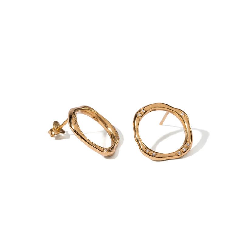 Gold Pavé Wobble Studs