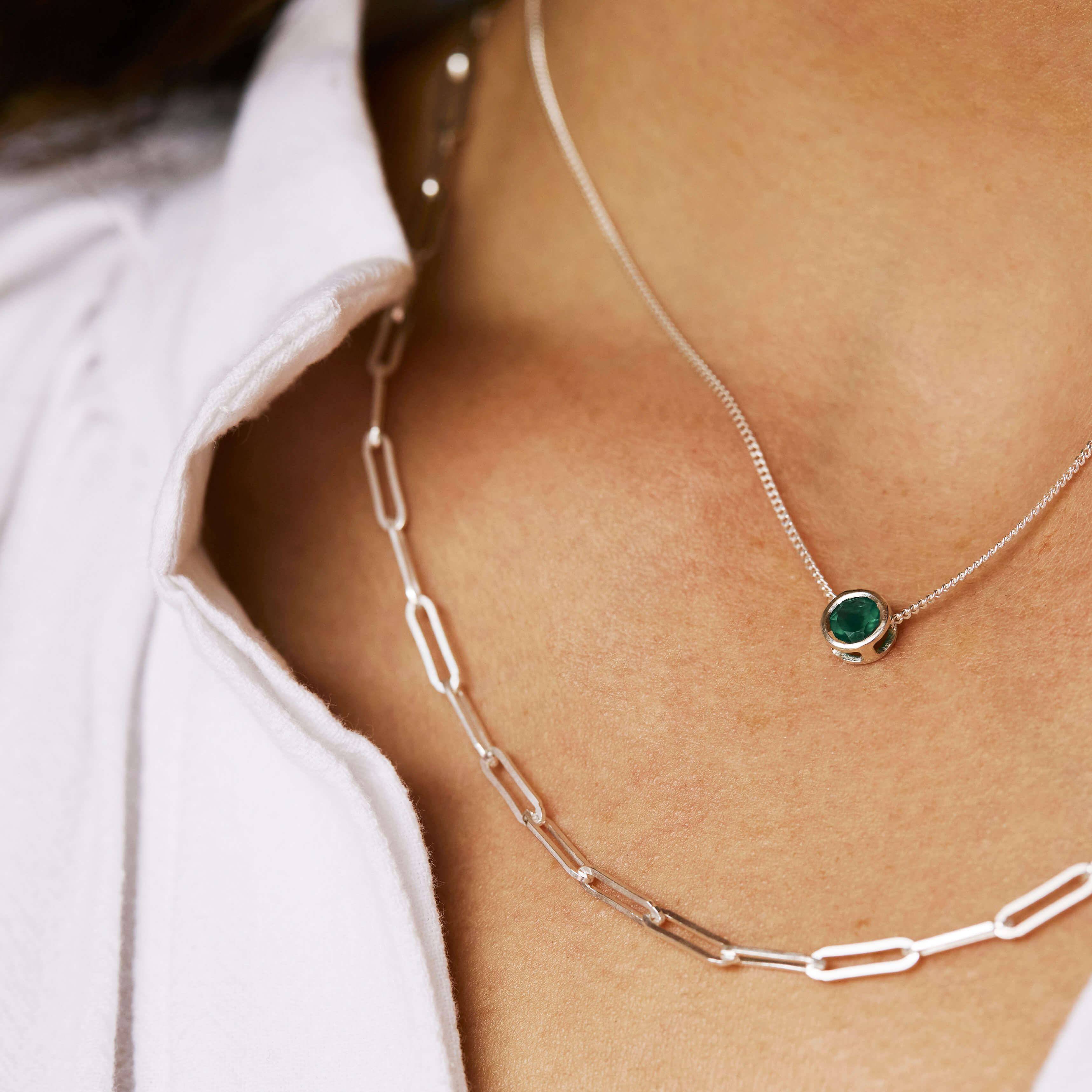 Silver Bezel Necklace