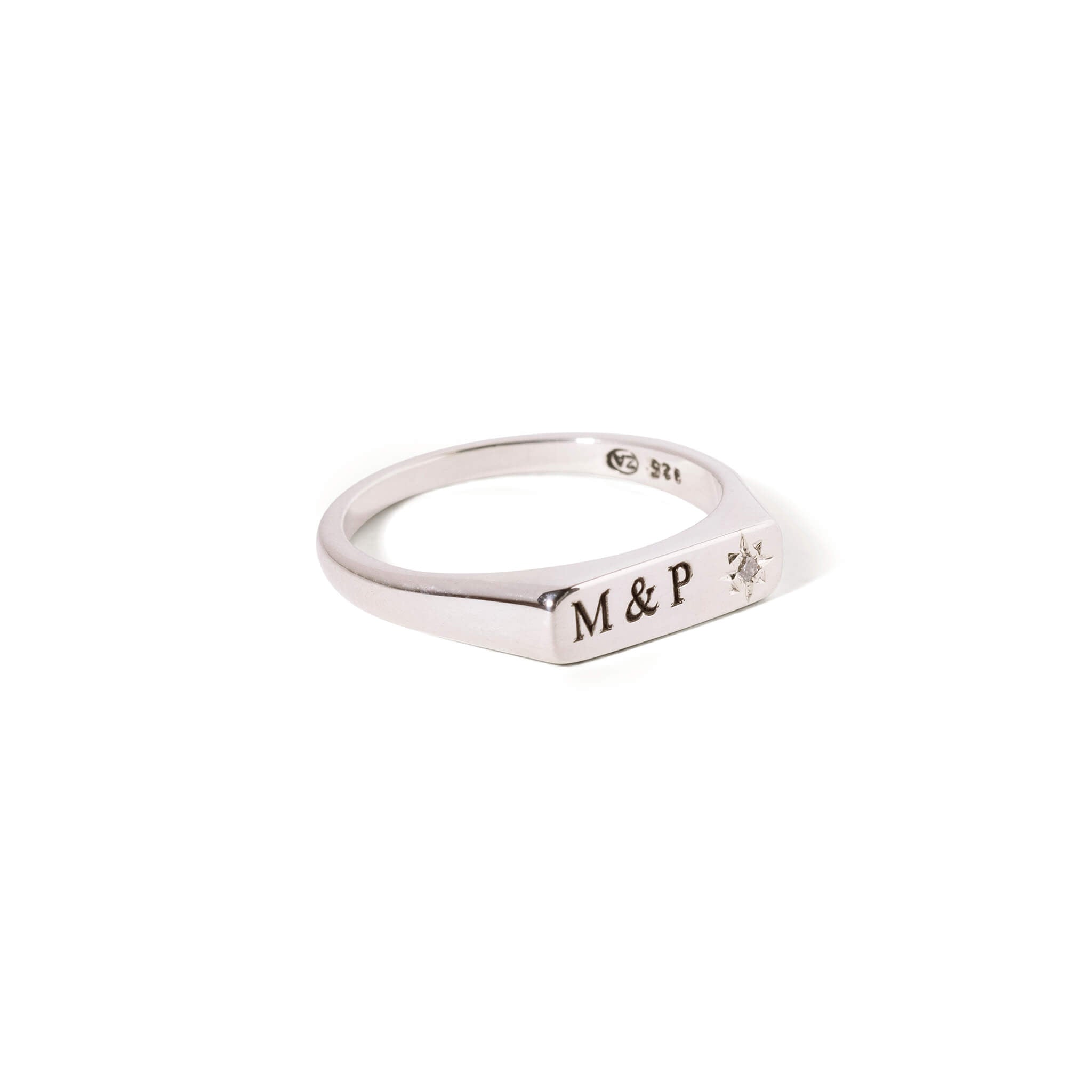Engraved Bar Signet Ring