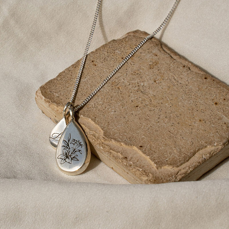 Silver Duo Birth Flower Necklace