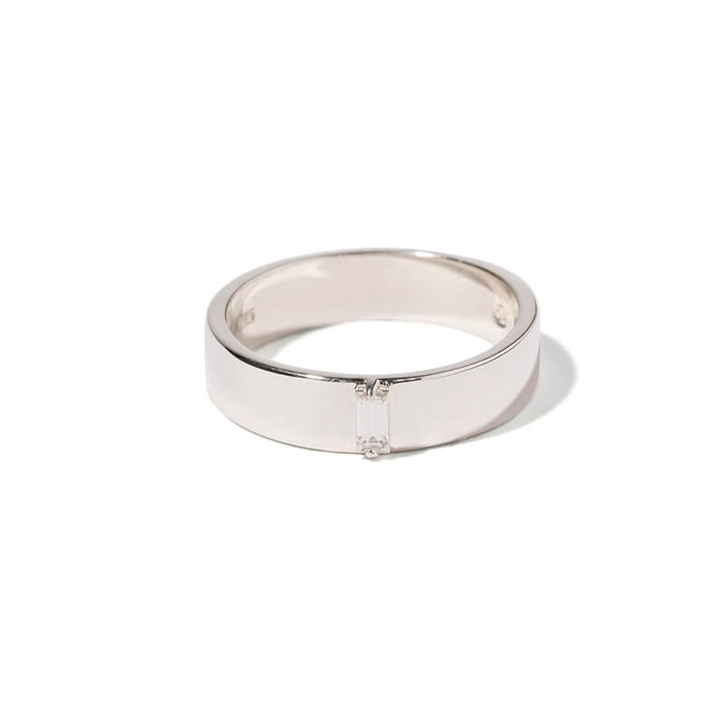 Silver Baguette Broad Ring