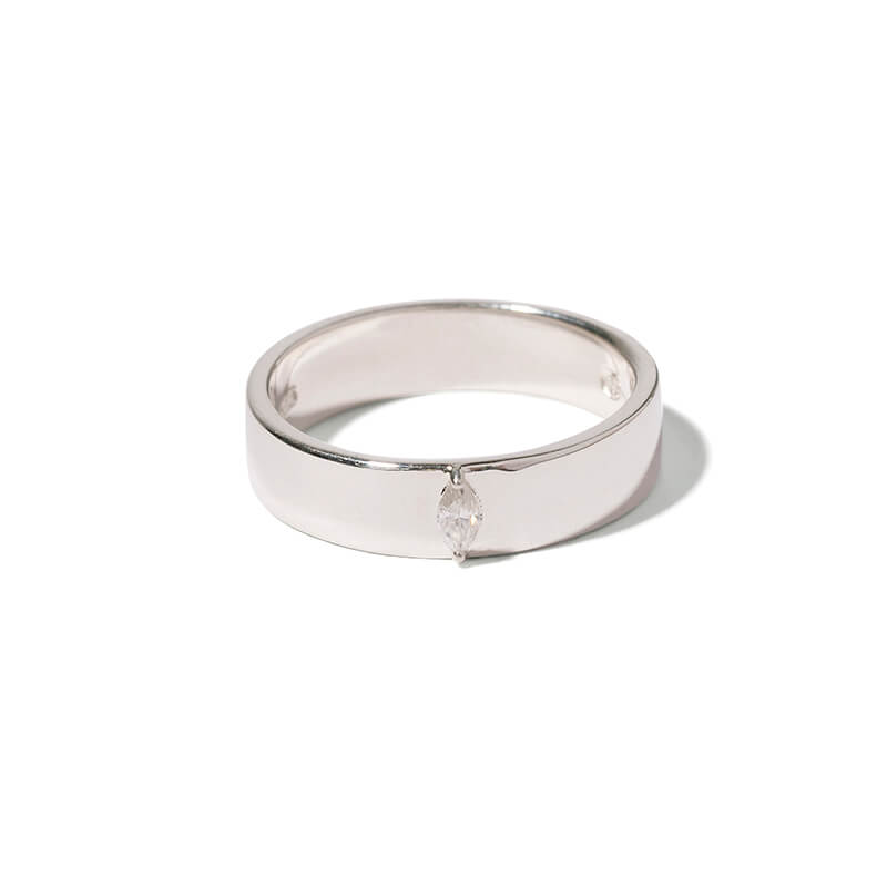 Silver Marquise Broad Ring