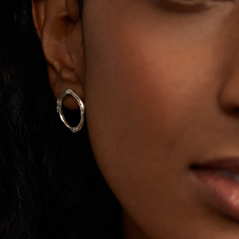 Silver Pavé Wobble Studs