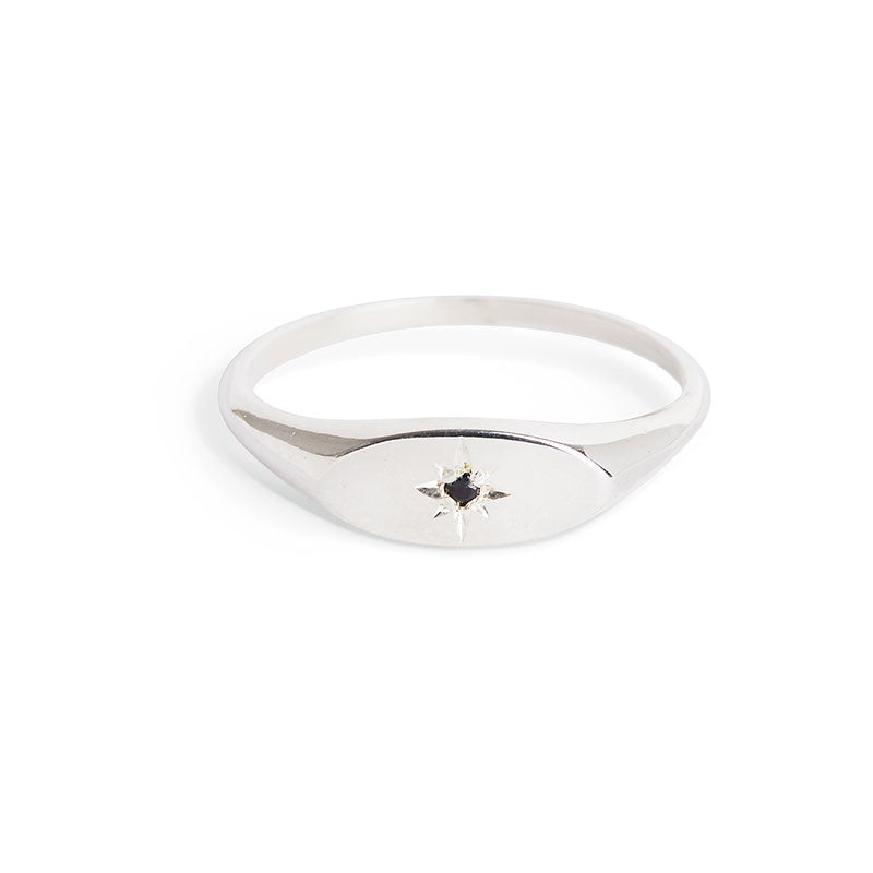 Silver Star Signet Ring