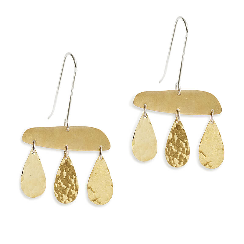 Three Tier Brass Earrings