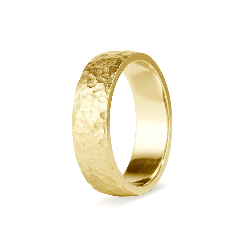 Yellow Gold Hammered Band - 9ct