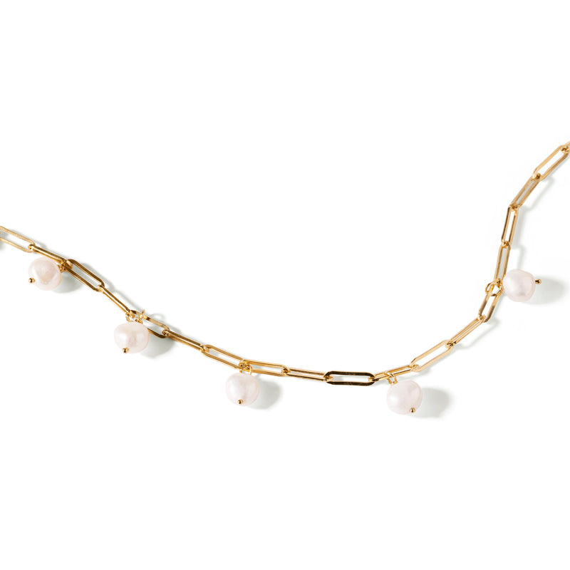 Scattered Pearl Necklace Gold