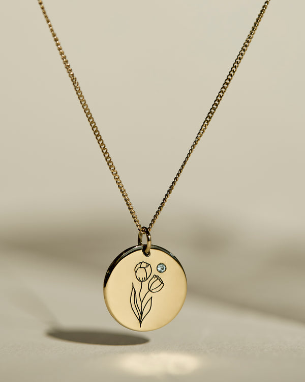 Birth Flower & Birth Stone combination necklace