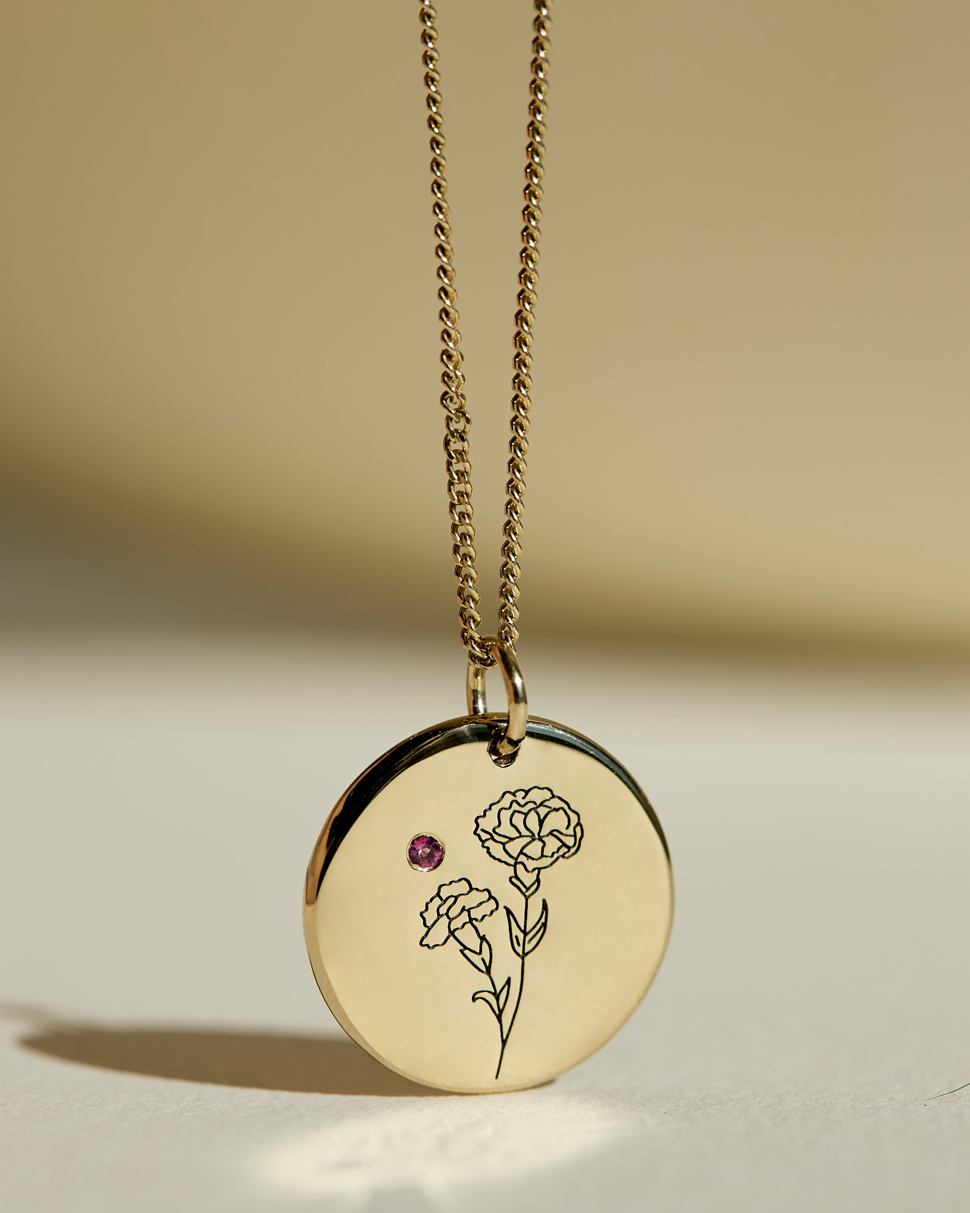 Birth Flower & Birth Stone combination necklace