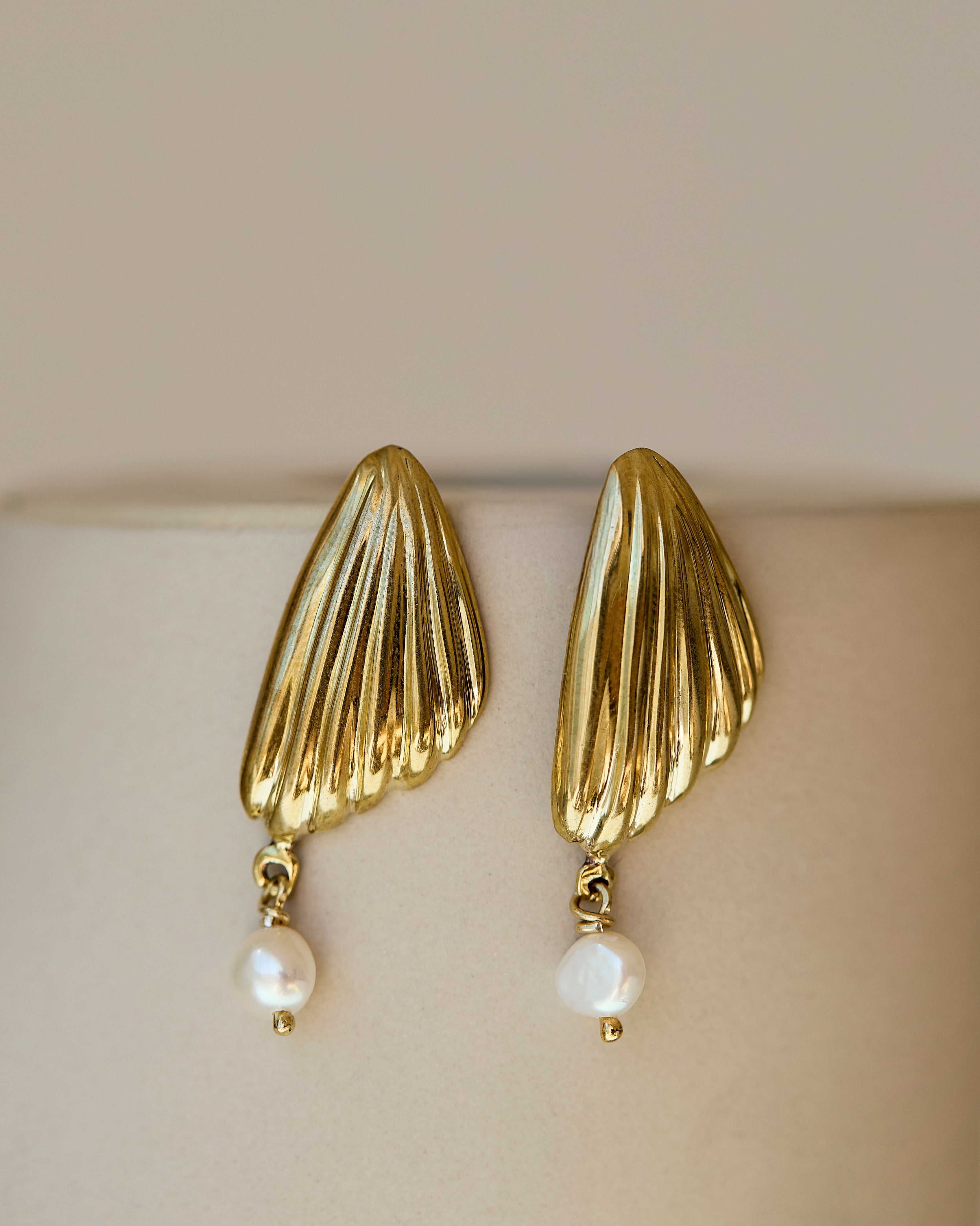 Large Shell with pearl earrings