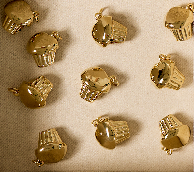 Gold Cupcake Charm