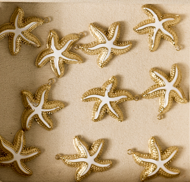 Star Fish With White enamel Charm
