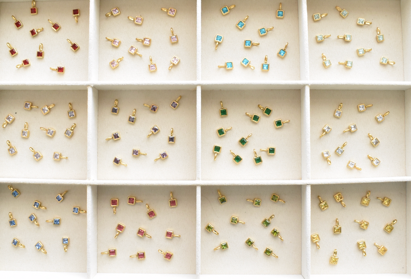 Square Birthstone charm