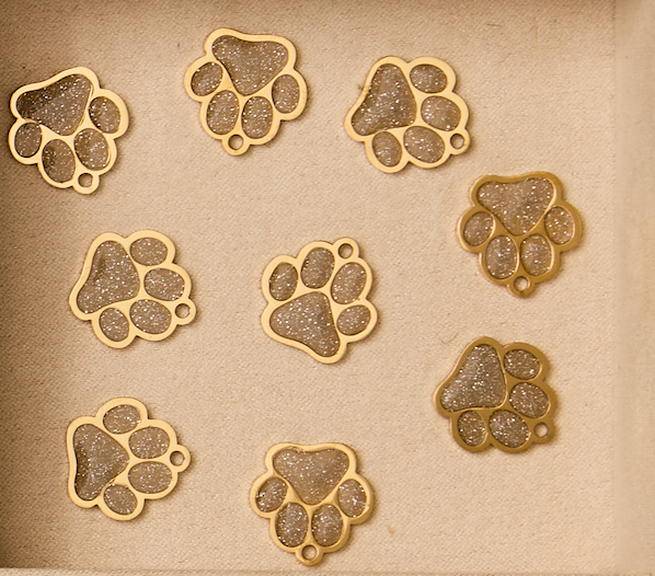 Gold Sparkle Paw Charm