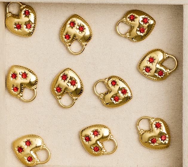 Heart with red stones charm