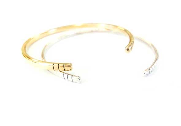 Sterling silver / Brass bangle with simple line detail