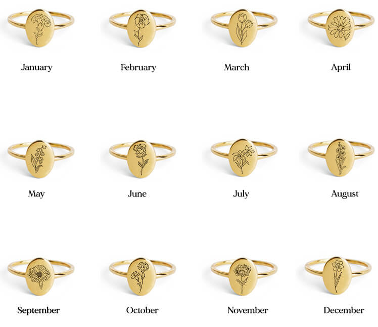 Gold Birth Flower Ring