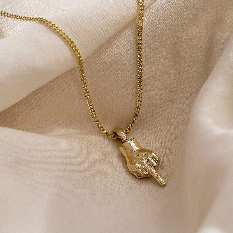 Gold Middle Finger Necklace
