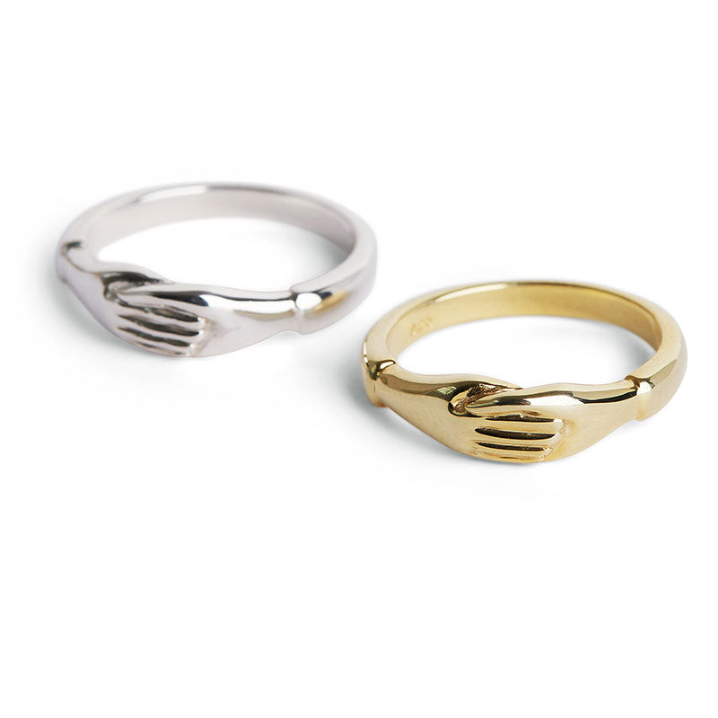 Gold Holding Hands Ring - Ready to Ship