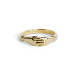 Gold Holding Hands Ring