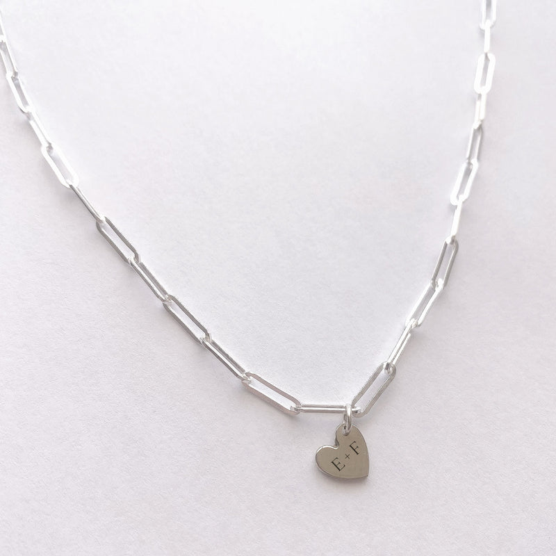 Silver Paperclip Heart Necklace