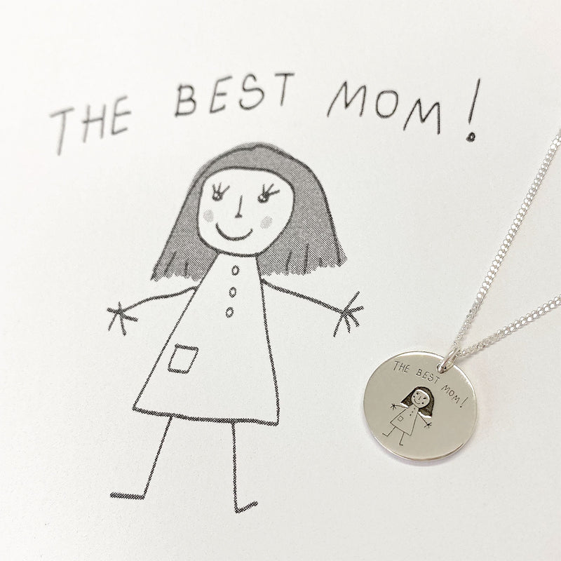 Silver Children's Drawing Disc Necklace