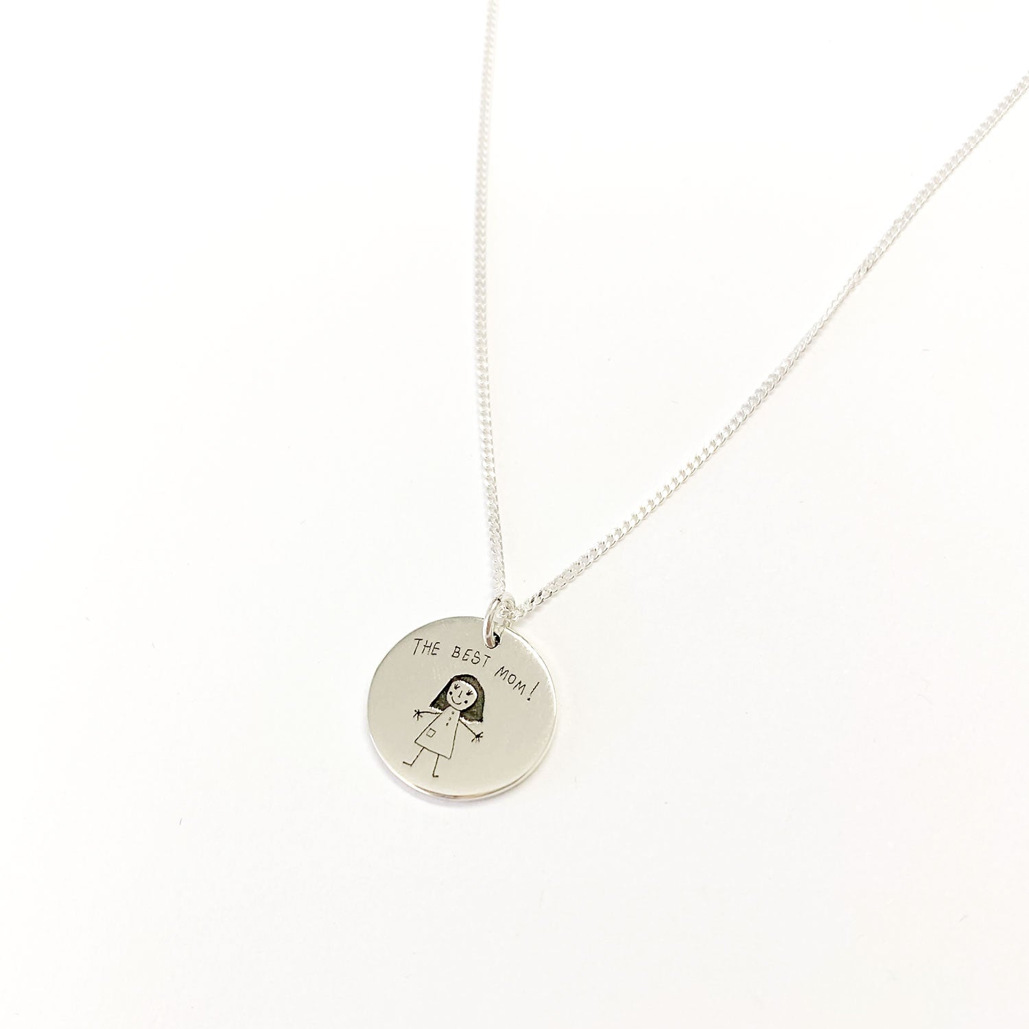 Silver Children's Drawing Disc Necklace