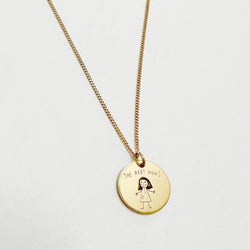 Gold Children's Drawing Disc Necklace
