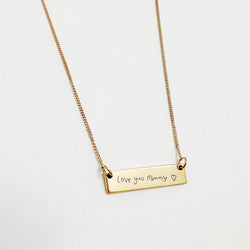 Gold Handwriting Bar Necklace