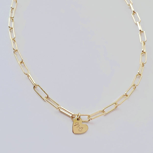 Gold Paperclip Heart Necklace