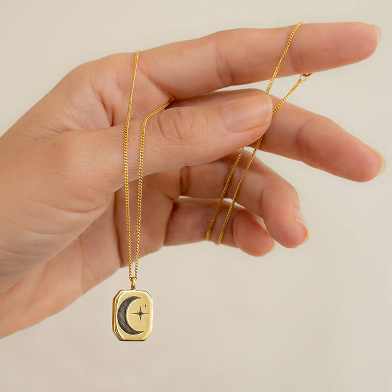 アクセサリー 90s unknown silver top star moon thunder Silver Moon & Stars Necklace