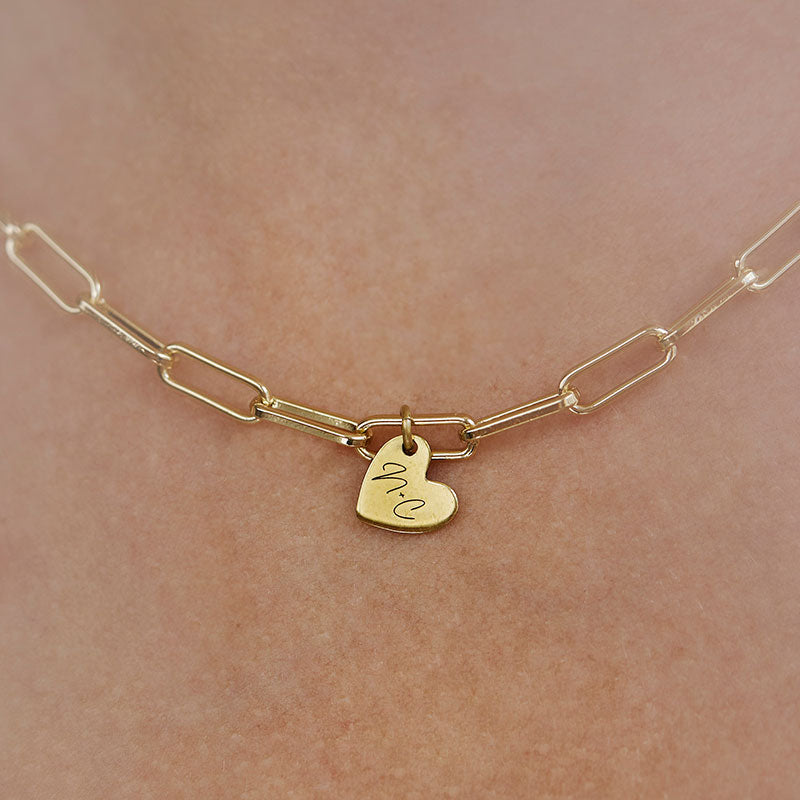 Gold Paperclip Heart Necklace