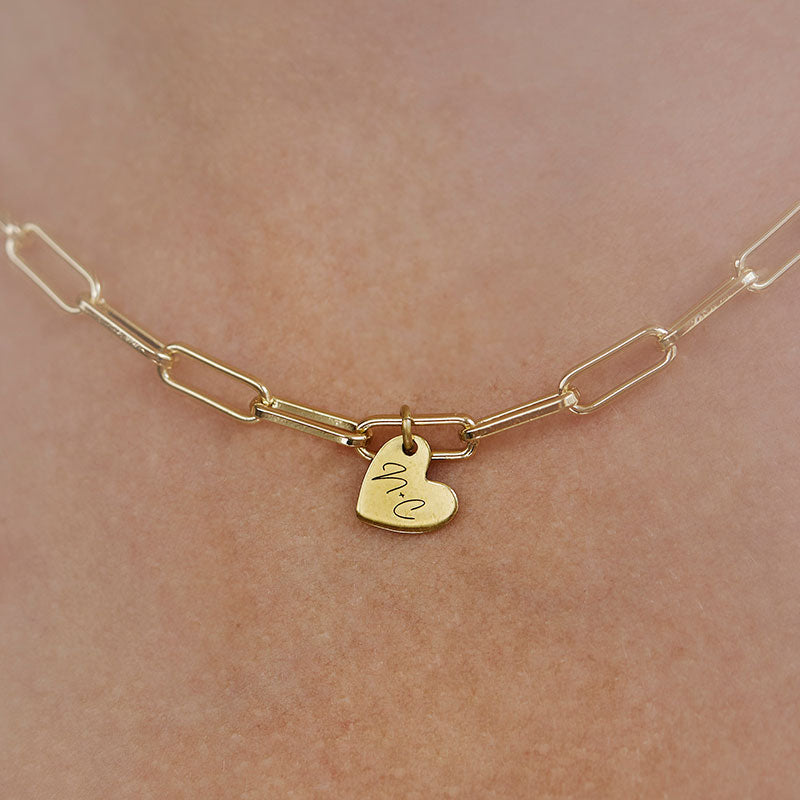 Gold Paperclip Heart Necklace